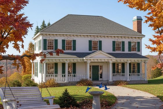 Exterior - Front Elevation for Colonial House Plan #101-206 - 4 bed, 3.5 bath