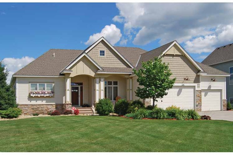 Architectural House Design - Exterior - Front Elevation 3 for Prairie House Plan #320-1005 - 3 bed, 2.5 bath