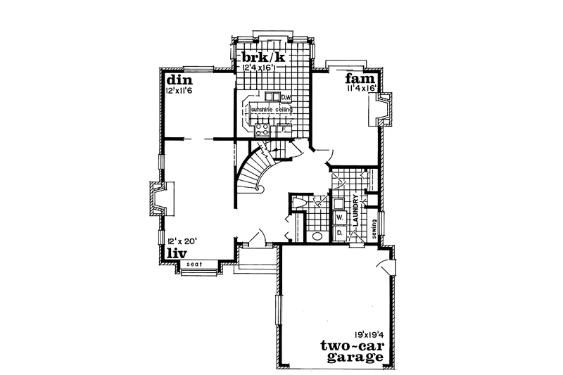 House Blueprint - Floor Plan - Main Floor for Colonial House Plan #47-972 - 4 bed, 2.5 bath