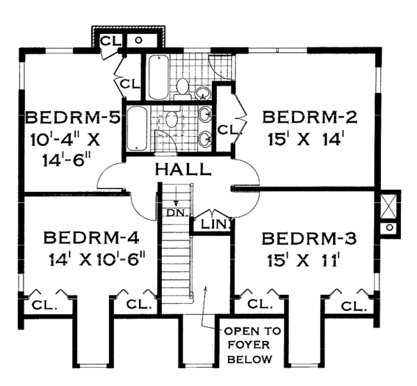 House Design - Colonial Floor Plan - Upper Floor Plan #3-275