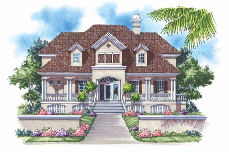 Home Plan - Exterior - Front Elevation 4 for Mediterranean House Plan #930-146 - 3 bed, 3.5 bath