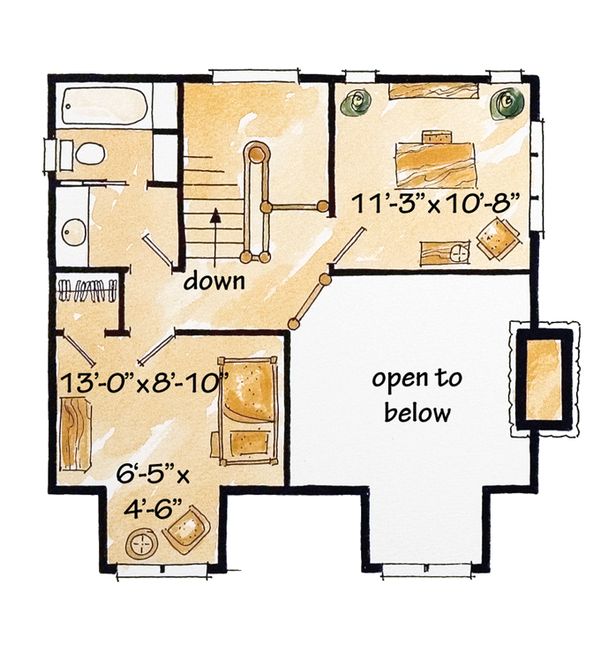 Architectural House Design - Cabin Floor Plan - Upper Floor Plan #942-25