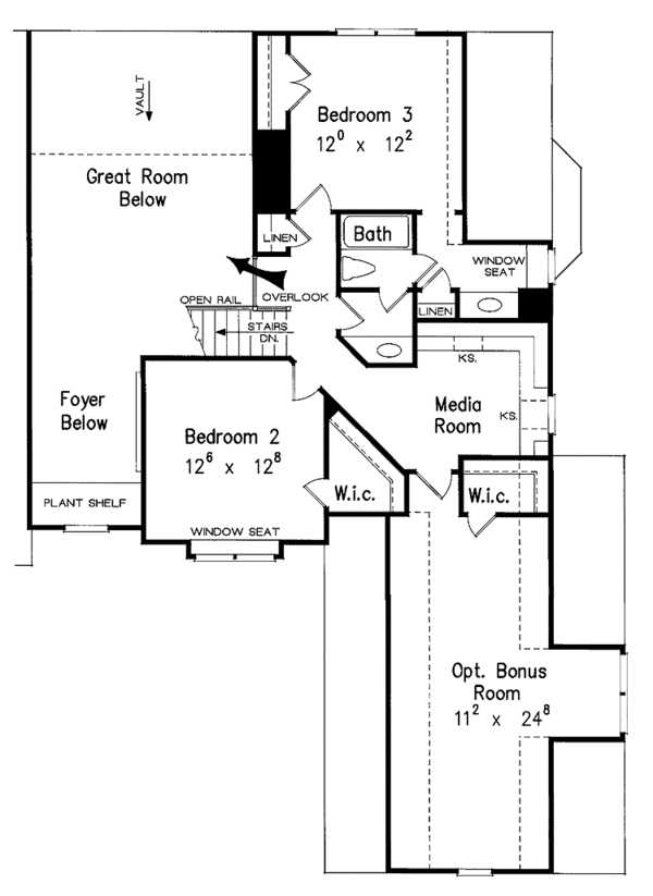 Home Plan - Traditional Floor Plan - Upper Floor Plan #927-593