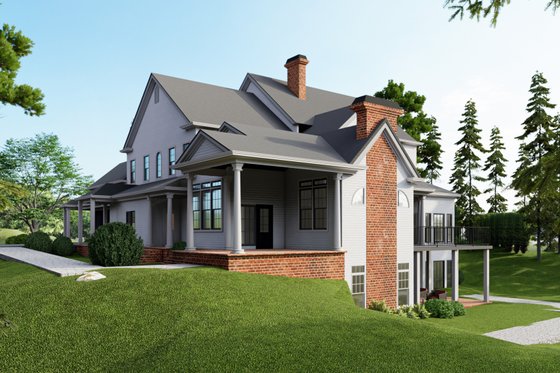 Exterior - Rear Elevation for Farmhouse House Plan #54-103 - 5 bed, 5.5 bath