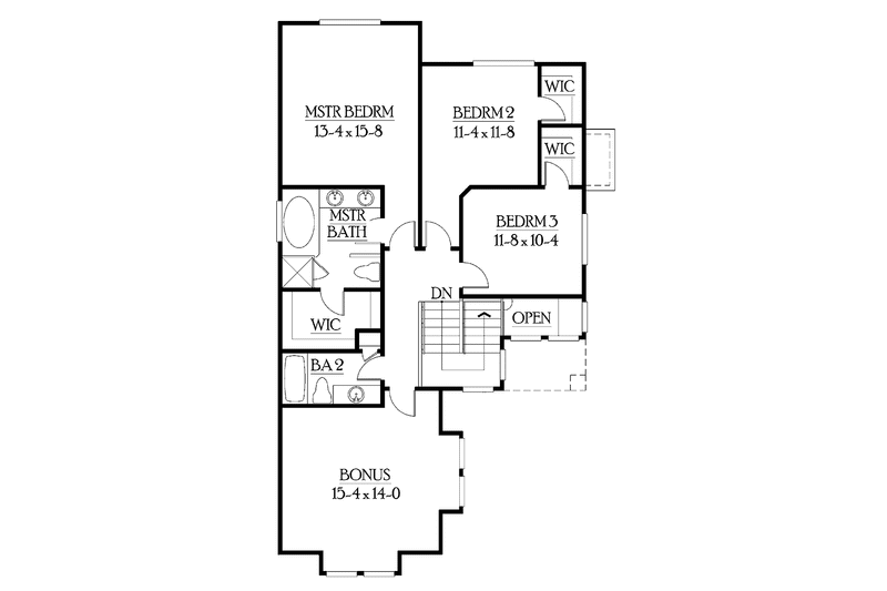 Dream House Plan - Floor Plan - Upper Floor for Craftsman House Plan #132-264 - 3 bed, 2.5 bath