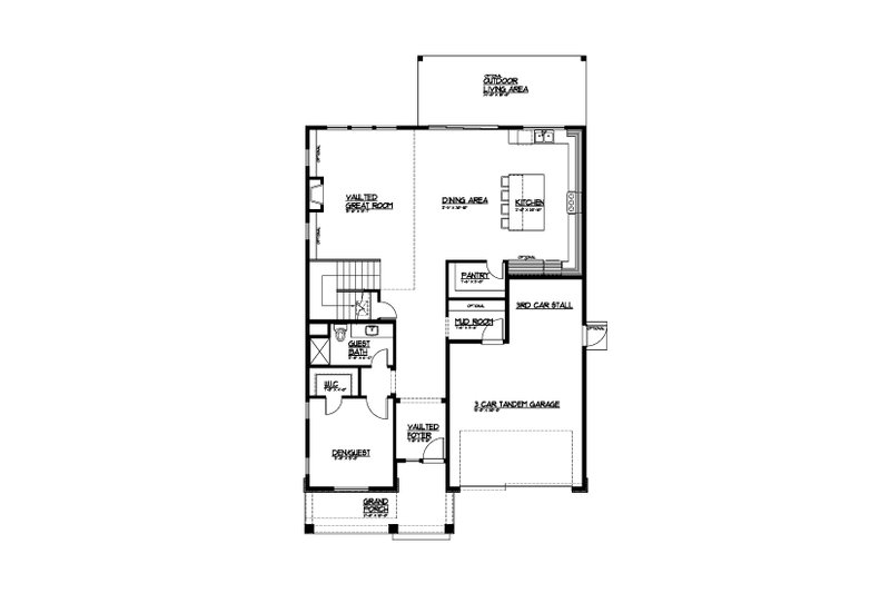 House Blueprint - Floor Plan - Main Floor for Farmhouse House Plan #569-56 - 5 bed, 3 bath