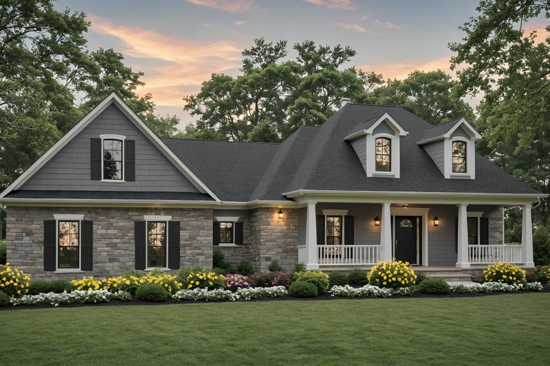 House Blueprint - Farmhouse Exterior - Front Elevation Plan #21-574