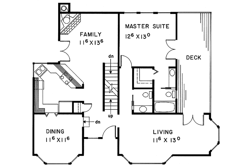 Home Plan - Floor Plan - Main Floor for Contemporary House Plan #60-732 - 3 bed, 2.5 bath