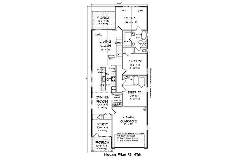 House Blueprint - Floor Plan - Main Floor 2 for Cottage House Plan #513-2269 - 3 bed, 2 bath