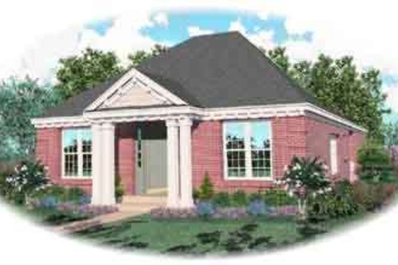 Exterior - Front Elevation for Colonial House Plan #81-551 - 2 bed, 2 bath