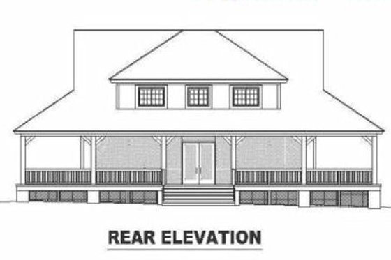 Exterior - Rear Elevation for Country House Plan #81-102 - 3 bed, 2.5 bath