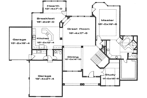 Floor Plan - Main Floor for Traditional House Plan #6-188 - 4 bed, 3.5 bath