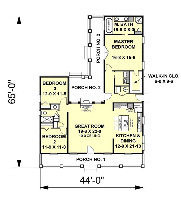 Ranch Floor Plan - Main Floor Plan #44-101