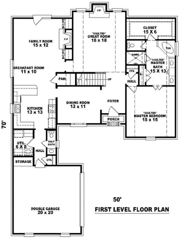 Floor Plan - Main Floor for European House Plan #81-991 - 4 bed, 2.5 bath