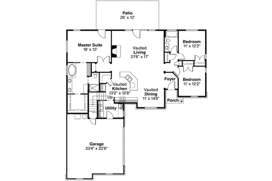 Floor Plan - Main Floor for Traditional House Plan #124-378 - 4 bed, 2.5 bath