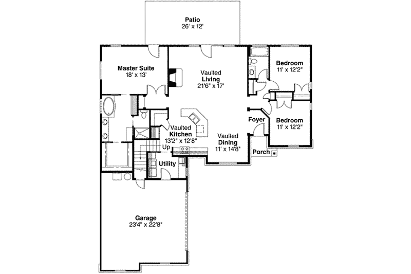 Home Plan - Floor Plan - Main Floor for Traditional House Plan #124-378 - 4 bed, 2.5 bath