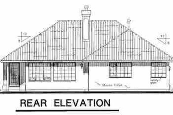 Exterior - Rear Elevation for Mediterranean House Plan #18-1005 - 2 bed, 2 bath