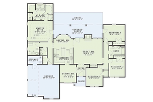 European style house plan, main level floor plan