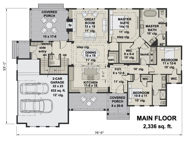 House Blueprint - Farmhouse Floor Plan - Main Floor Plan #51-1157