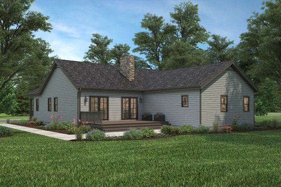 Exterior - Rear Elevation 3 for Country House Plan #497-42 - 3 bed, 2 bath