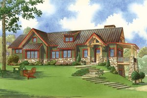 Exterior - Front Elevation 3 for Craftsman House Plan #923-23 - 2 bed, 3 bath