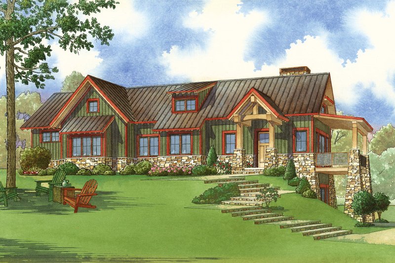 Dream House Plan - Exterior - Front Elevation 3 for Craftsman House Plan #923-23 - 2 bed, 3 bath