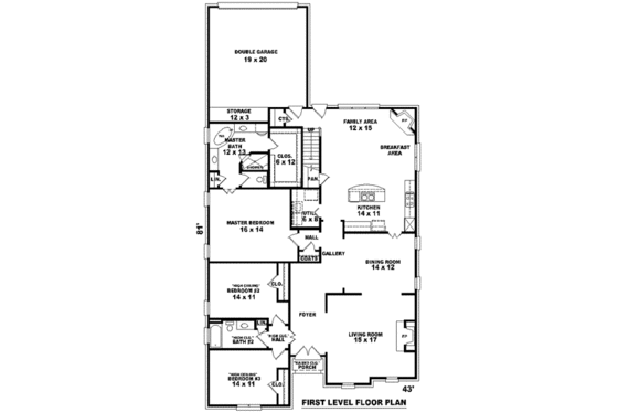 Floor Plan - Main Floor for European House Plan #81-1221 - 3 bed, 2 bath