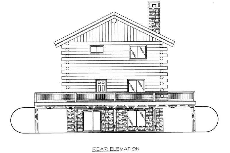 Home Plan - Exterior - Rear Elevation for Log House Plan #117-965 - 2 bed, 2 bath