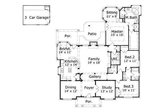 Floor Plan - Main Floor for European House Plan #411-269 - 3 bed, 2.5 bath