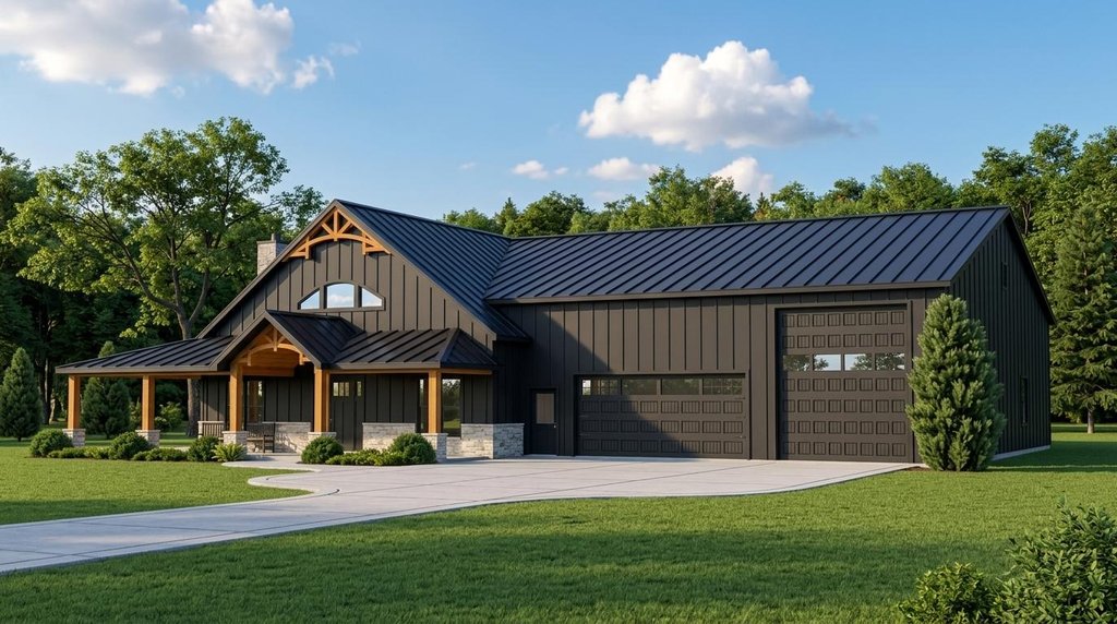 Exterior - Front Elevation 2 for Barndominium House Plan #1064-204 - 3 bed, 2.5 bath