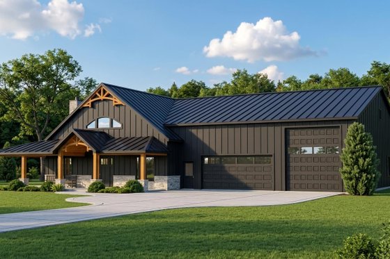 Exterior - Front Elevation for Barndominium House Plan #1064-204 - 3 bed, 2.5 bath