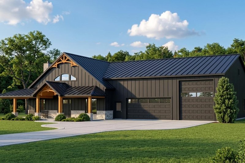 Exterior - Front Elevation 2 for Barndominium House Plan #1064-204 - 3 bed, 2.5 bath