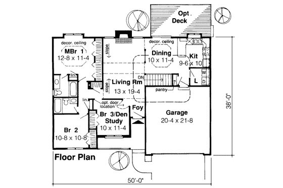 Floor Plan - Main Floor for Ranch House Plan #312-417 - 3 bed, 2 bath