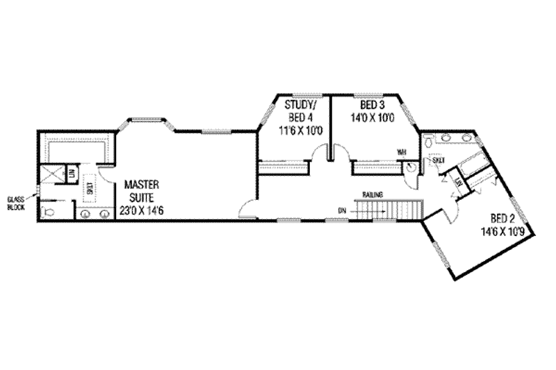 Home Plan - Floor Plan - Upper Floor for Mediterranean House Plan #60-529 - 4 bed, 3.5 bath