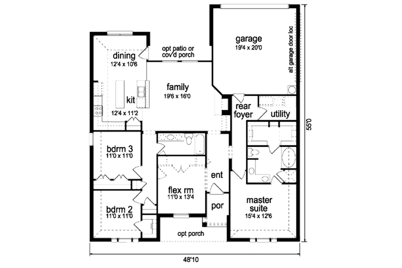 Home Plan - Floor Plan - Main Floor for Traditional House Plan #84-351 - 3 bed, 2 bath