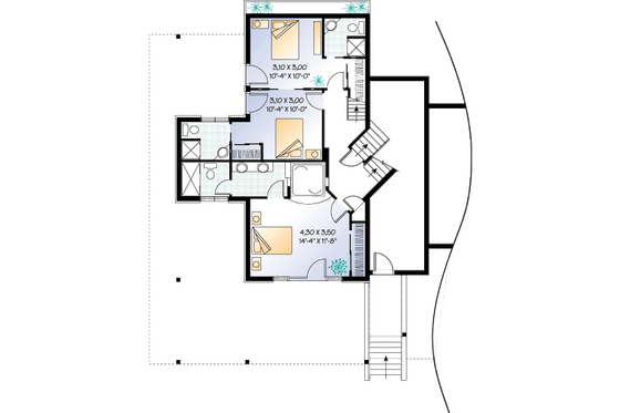 Floor Plan - Lower Floor for Beach House Plan #23-206 - 3 bed, 4 bath