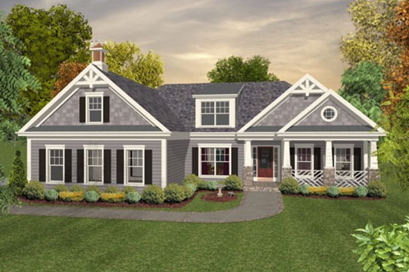 Architectural House Design - Colonial Exterior - Front Elevation Plan #56-590