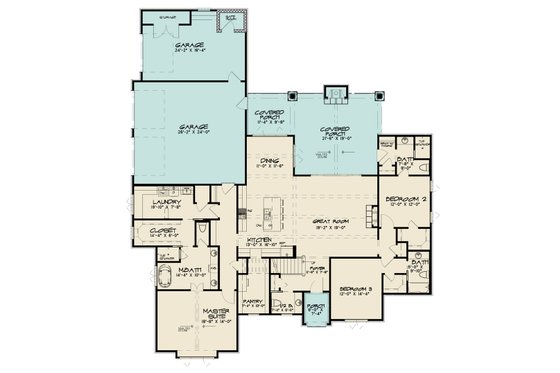 Floor Plan - Main Floor for Traditional House Plan #923-284 - 3 bed, 4.5 bath