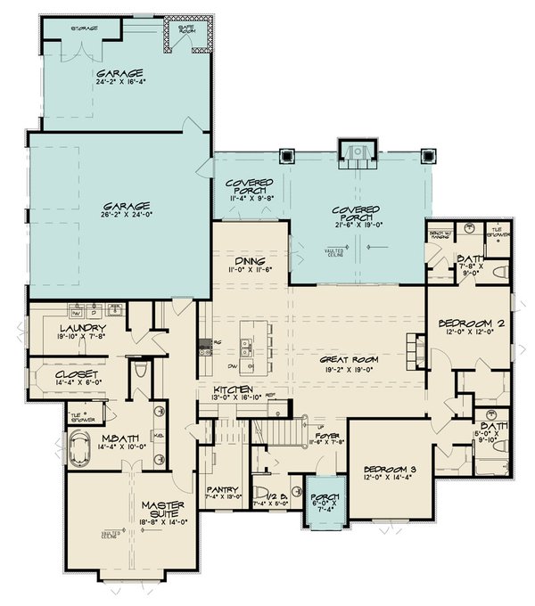Architectural House Design - Traditional Floor Plan - Main Floor Plan #923-284