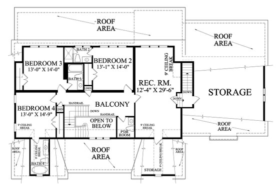 Floor Plan - Upper Floor for Country House Plan #137-280 - 4 bed, 4.5 bath