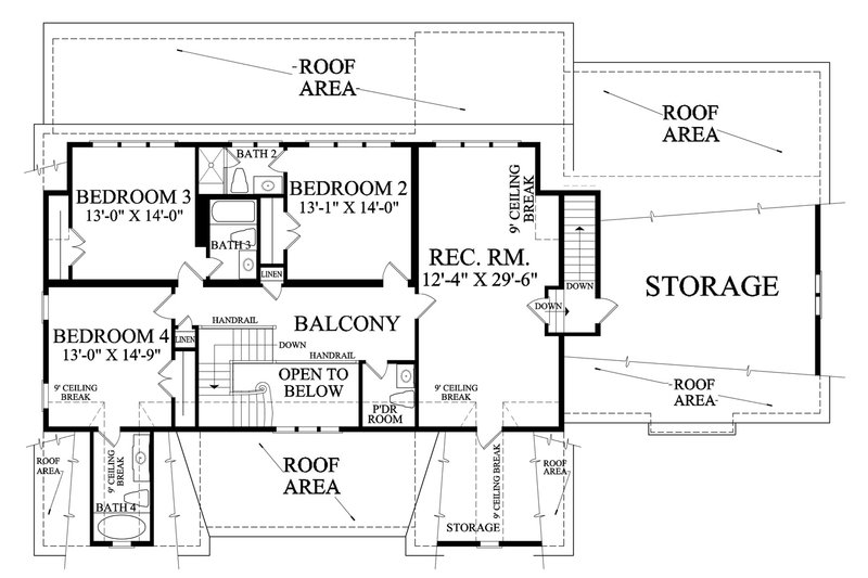 House Blueprint - Floor Plan - Upper Floor for Country House Plan #137-280 - 4 bed, 4.5 bath