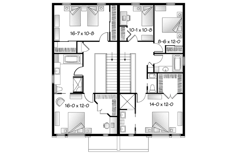 Home Plan - Floor Plan - Upper Floor for Contemporary House Plan #23-2598 - 5 bed, 2 bath