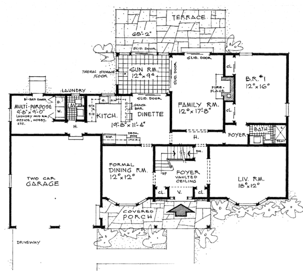 Architectural House Design - Colonial Floor Plan - Main Floor Plan #315-118