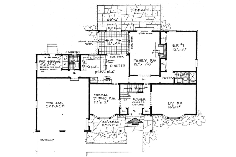 House Blueprint - Floor Plan - Main Floor for Colonial House Plan #315-118 - 4 bed, 2.5 bath