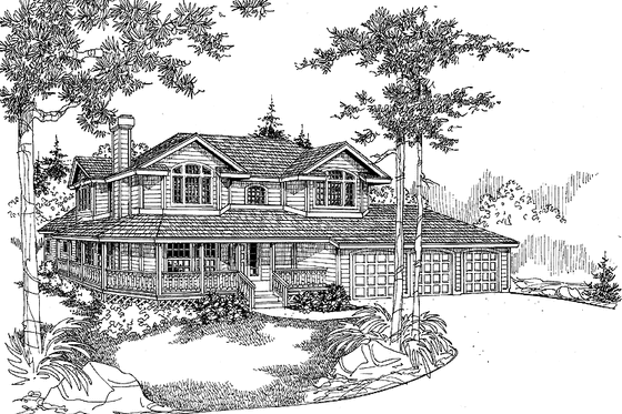 Exterior - Front Elevation 3 for Ranch House Plan #60-1026 - 4 bed, 2.5 bath