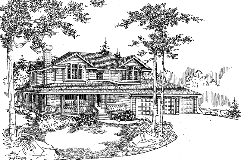 Home Plan - Exterior - Front Elevation 3 for Ranch House Plan #60-1026 - 4 bed, 2.5 bath