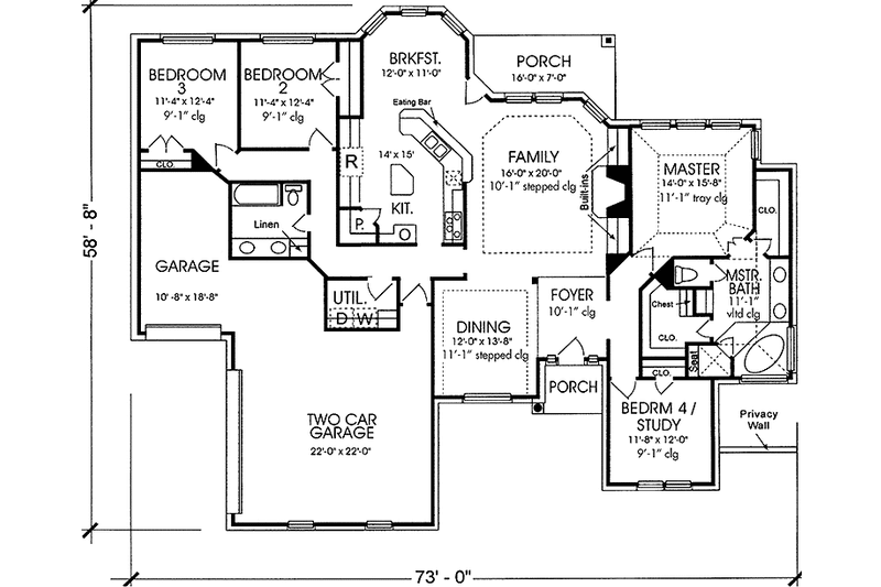 Home Plan - Floor Plan - Main Floor for Country House Plan #974-57 - 3 bed, 2 bath