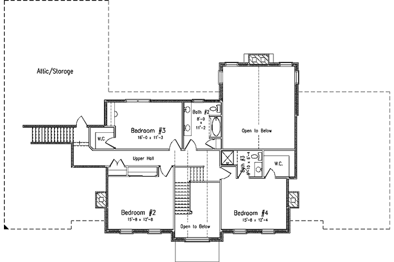 Dream House Plan - Floor Plan - Upper Floor for Colonial House Plan #994-15 - 4 bed, 3.5 bath