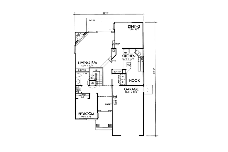 Home Plan - Floor Plan - Main Floor for Traditional House Plan #320-1340 - 3 bed, 2.5 bath