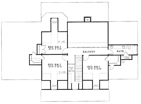 Home Plan - Classical Floor Plan - Upper Floor Plan #17-2623